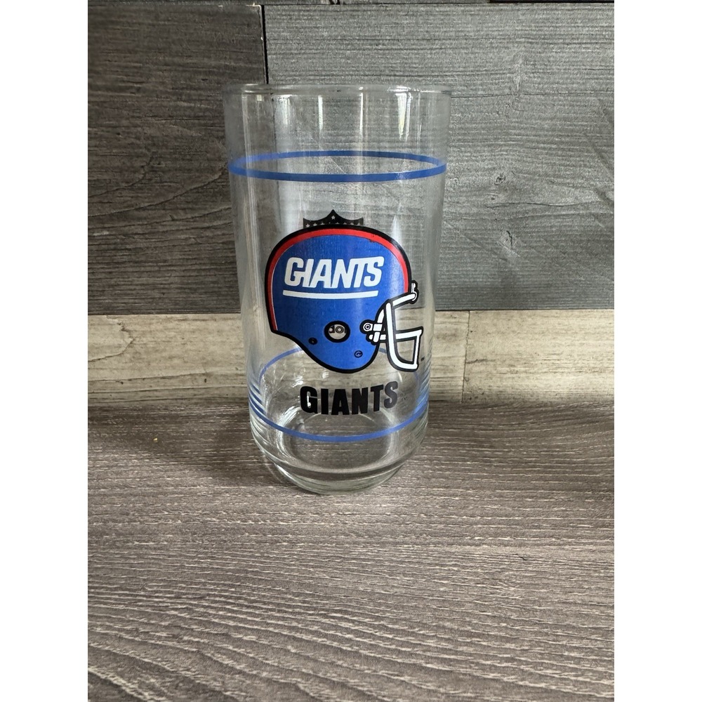 Vintage 1980's NFL Football New York Giants Mobil Oil Glass 16 Oz